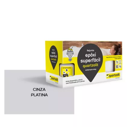 Rejunte Epóxi  Superfácil Cinza Platina 1kg Quartzolit