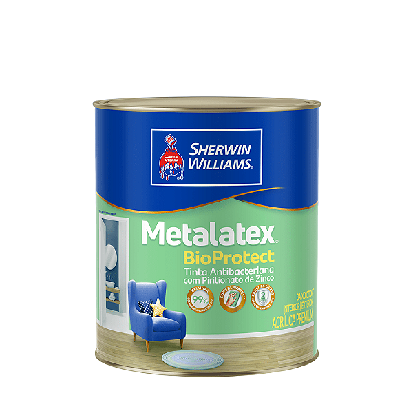 Tinta Metalatex Bioprotect Semiacetinado Branco/Base 800ml Sherwin Williams