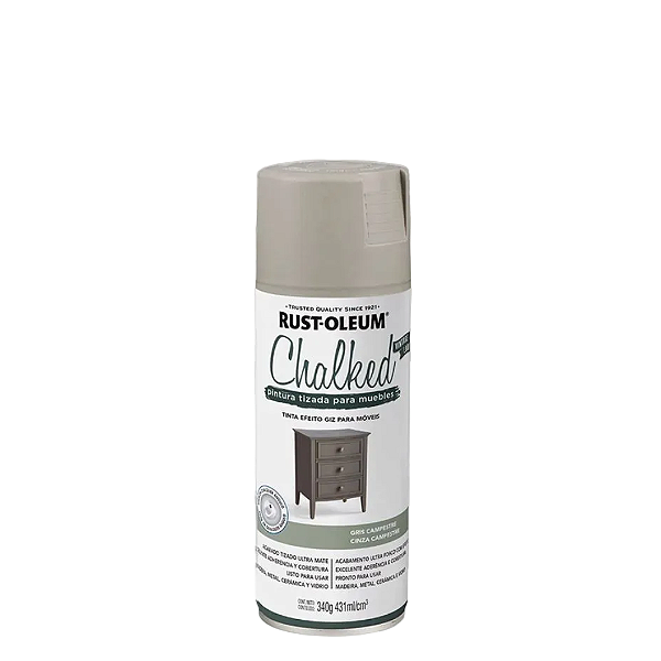 Tinta Spray Rust Oleum Chalked Cinza Fazenda/Campestre 340g Viapol