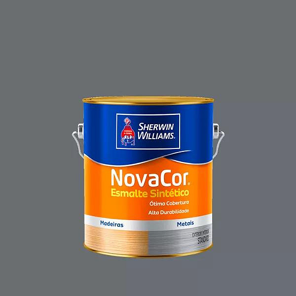 Tinta esmalte sintético novacor brilho 3,6 l cinza escuro 31140401 sherwin williams