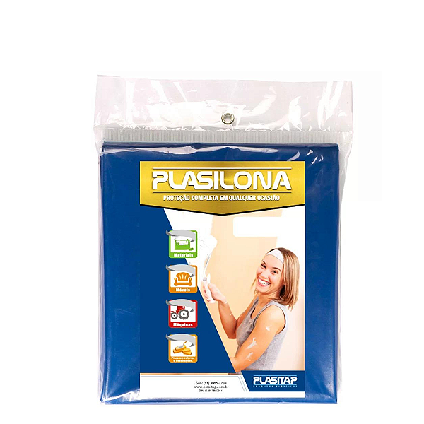 Lona Plástica Azul Cortada 4x4m Plasitap