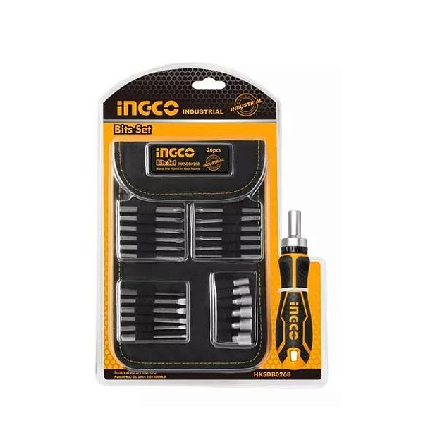 Jogo De Bits Com Suporte Com Catraca Com 26 Peças Hksdbo Ingco