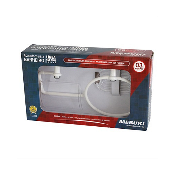 Kit Acessórios 3 Peças Slim Branco Cromado Mebuki