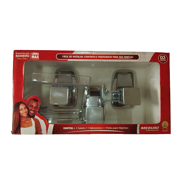 Kit Acessórios 3 Peças Max Lav Cromado Mebuki