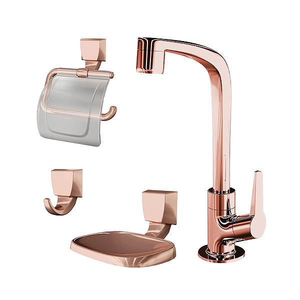 2004 F71 Rose Gold Kit Torneira Com Acessórios Lorenzetti