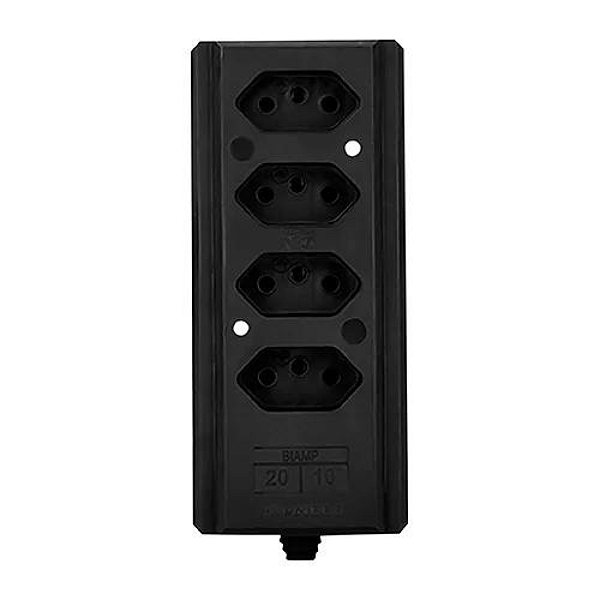 Tomada Barra Quadrupla 2P+T 20A Preto Interneed