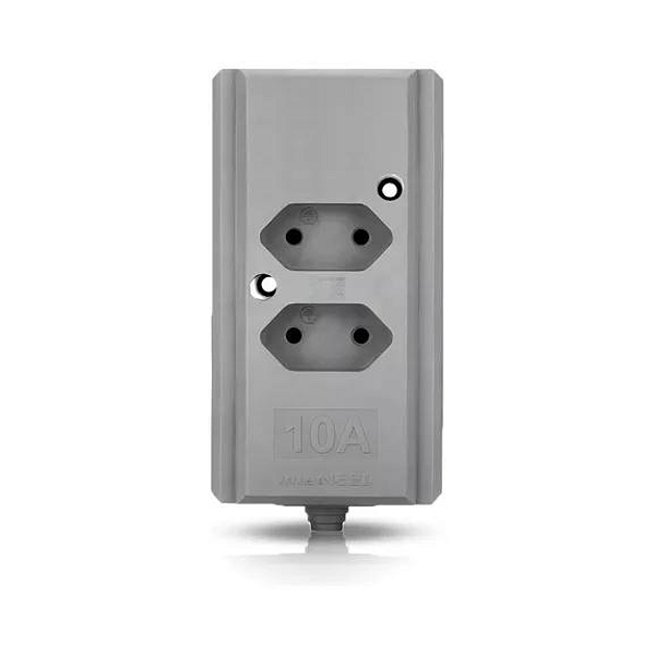 Tomada Barra Dupla 2P+T 10A Cinza Interneed