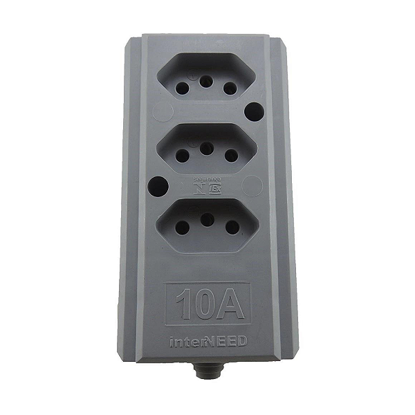 Tomada Barra Tripla 2P+T 10A Cinza Interneed