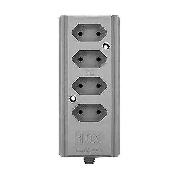 Tomada Barra Quadrupla 2P+T 10A Cinza Interneed