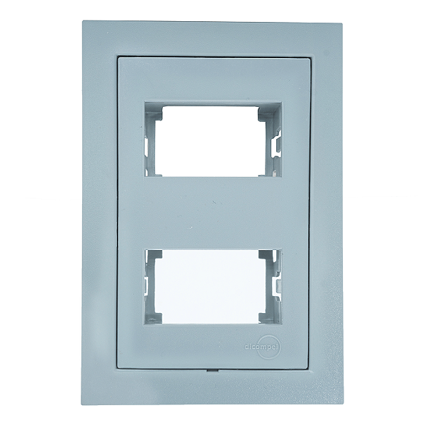 Placa 4x2 - 2 Módulos Com Suporte Cinza Fosco - Ekron