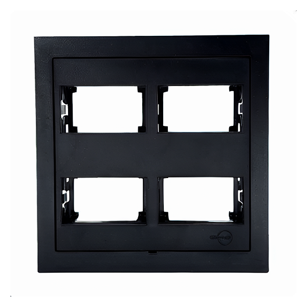 Placa 4x4 - 4 Módulos Com Suporte Preto Fosco - Ekron