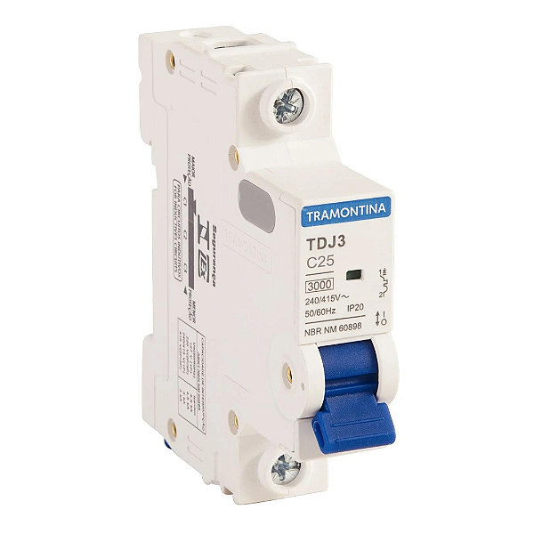 Mini Disjuntor TDJ3-J1C25 1P 25A 3KA Tramontina