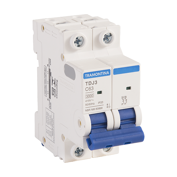Mini Disjuntor TDJ3-2C63 2P 63A 3KA Tramontina