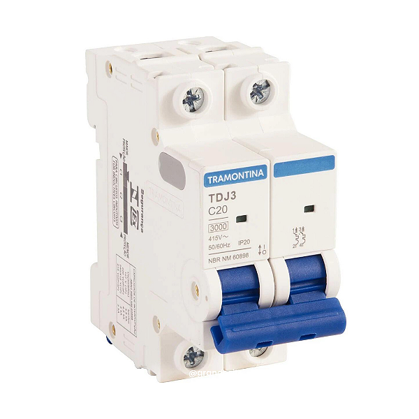 Mini Disjuntor TDJ3-2C20 2P 20A 3KA Tramontina