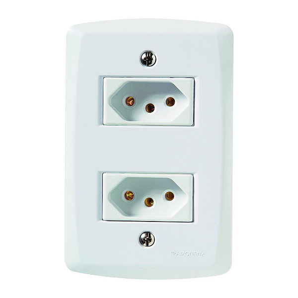 Conjunto Placa 4x2 + 2 Tomadas 2P+T 20A Lux 2 Branco Tramontina