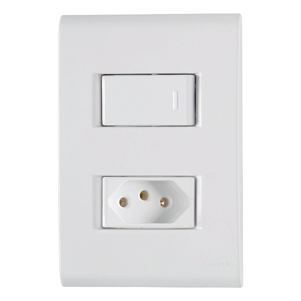 Conjunto Interruptor Simples+1 Tomada 2P+1 Tomada 2P+T 20A Tramontina