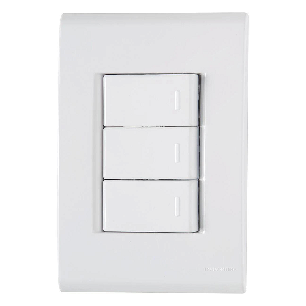 Conjunto 4x2 + 3 Interruptores Simples 10A 250V Liz Branca Tramontina