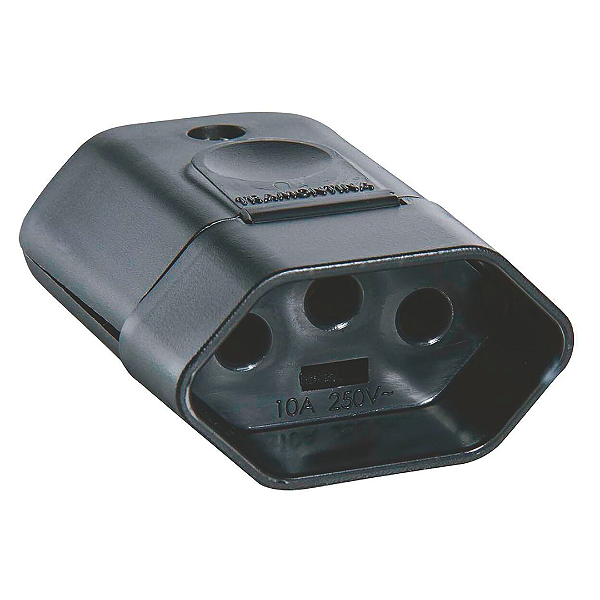 Plugue Fêmea 2P+T 20A Flow Pack Preto Tramontina