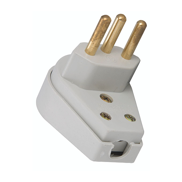Plugue Angular 2P+T 10A Flow Pack Branco Tramontina