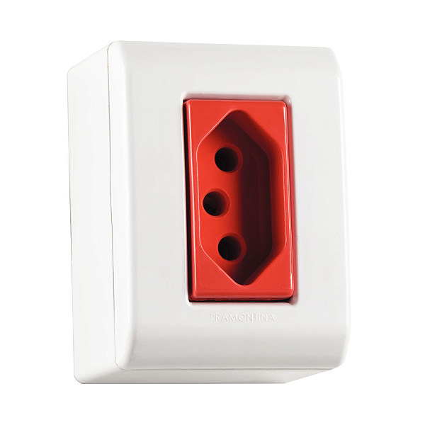 Caixa + Tampa + Tomada 2P + T20A/250V Vermelho Tramontina