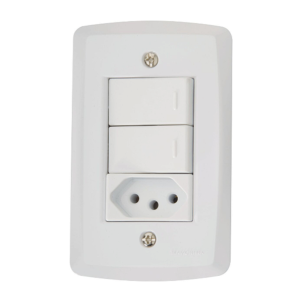 Conjunto 4x2 + 2 interruptor + 1 Tomada 2P + T 10A Tramontina