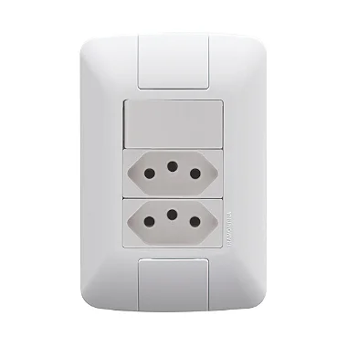 Conjunto 1 Interruptor Simples 6A + 2 Tomadas 2P +T 20A Tramontina