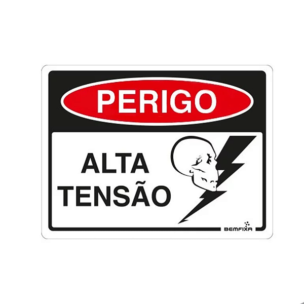 Placa Sinalização 15x20 Perigo Alta Tensão 6666 Bemfixa