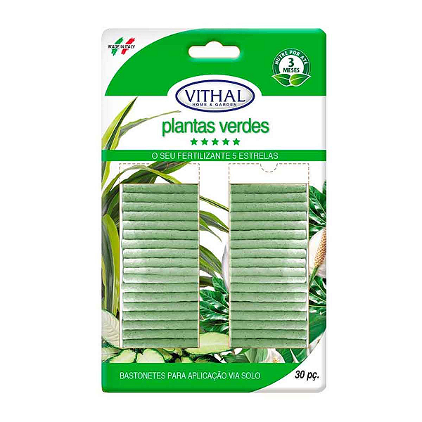 Fertilizantes Plantas Verdes Com 30 Bastonetes 35g Vithal