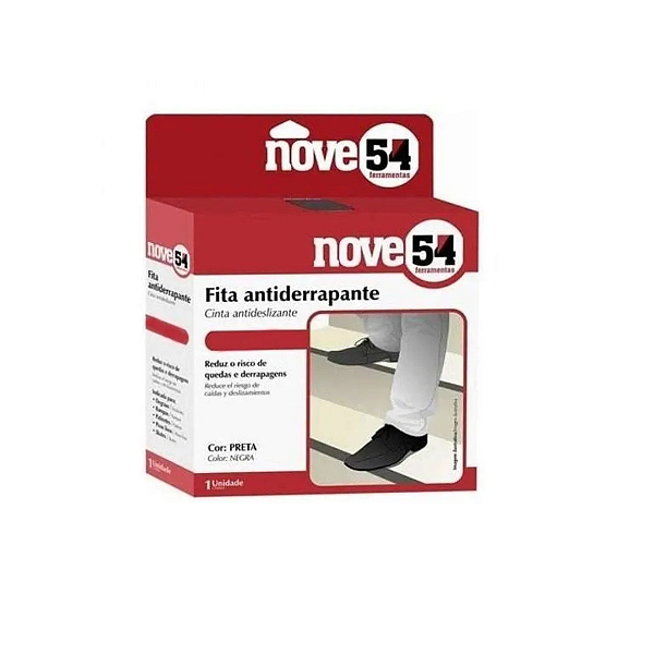 Fita Adesiva Antiderrapante Preta 50mm x 5 Metros Nove54
