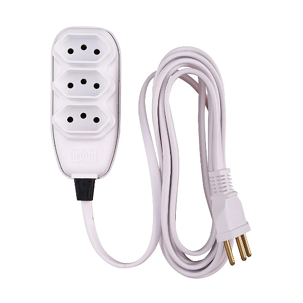 Extensão Com Cabo PP Chato 3 Metros 10A 250V - Branco 17991 Ilumi