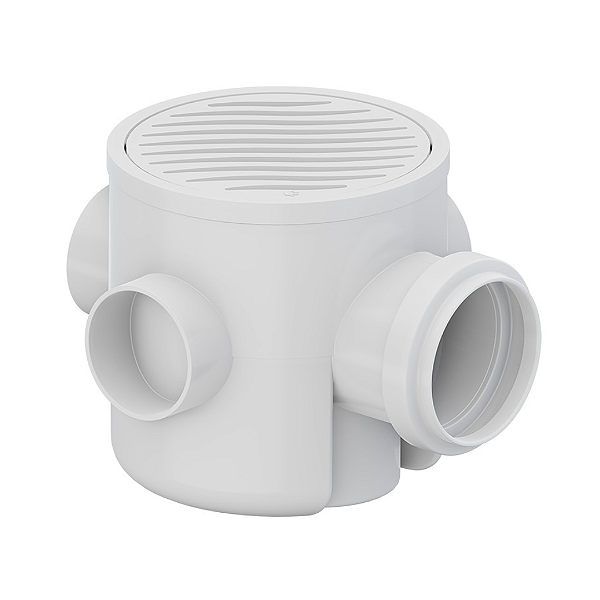 Tigre Caixa Sifonada Montada Grelha Redonda Branca 100x100x50