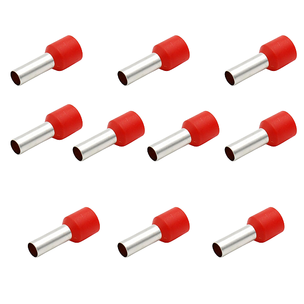Terminal Ilhos Pre-Isolado 10mm Cond 12mm Vermelho Com 10 Unidades E10-12-RED Penzel