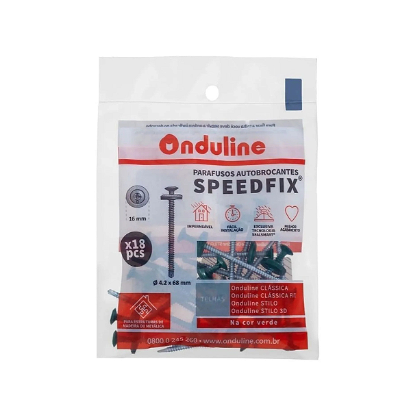 Kit Parafuso Speedfix Onduline Verde 4,2x68mm