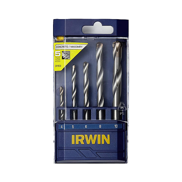 Conjunto Broca Videa 5 Peças 4 a 10mm Estojo Irwin