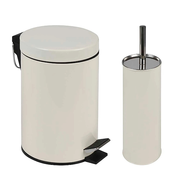 Conjunto Ágata Lixeira 3L e Escova Higiênica Bege Mor