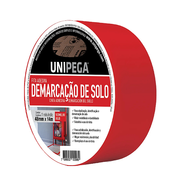 Fita Demarcação Solo 48x14 Vermelho Unipega