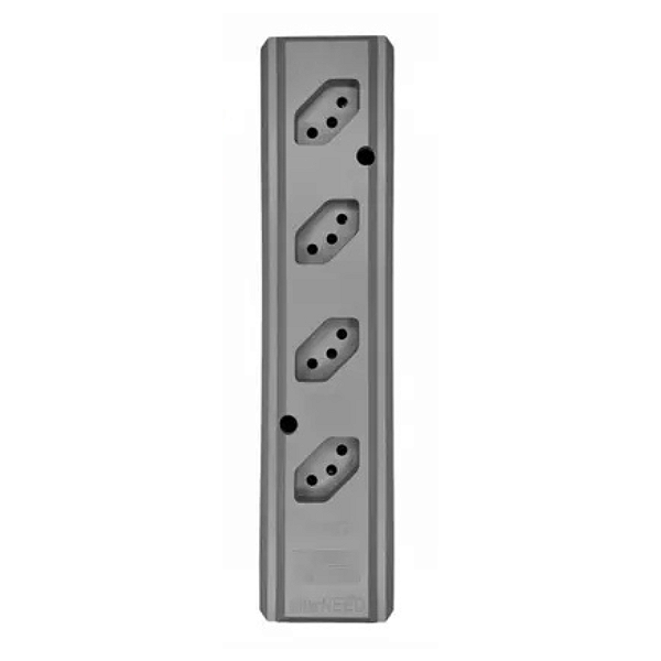 Tomada Barra Quadrupla 2P+ T Cinza PRO45 - Interneed