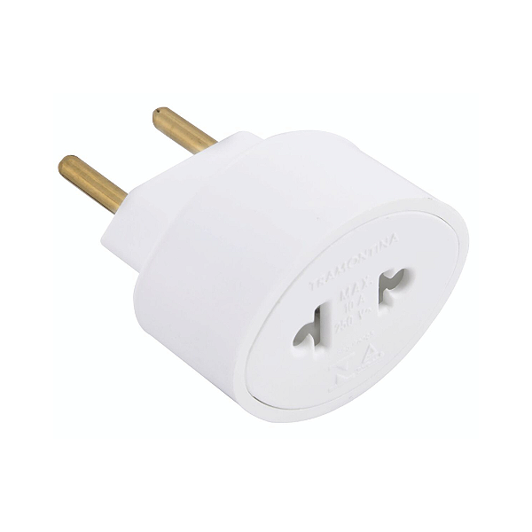 Adaptador Conversor 2P Univ 10A/250V Branco Tramontina