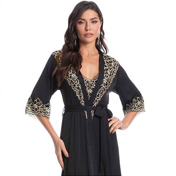 Robe Feminino, Daniela Tombini,  Longo Renda Cri, 9660D