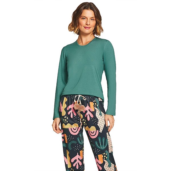 Pijama Longo Feminino,  Recco, Viscose Confort, 14531