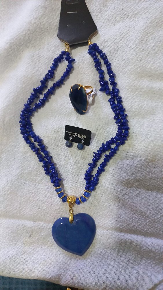 Conjunto Feminino, Colar, Anel, Brinco, HM Bijuterias, HM103