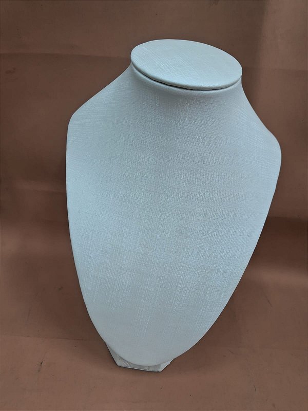Busto Expositor Colar e Joias em Napa Branco - 28cm