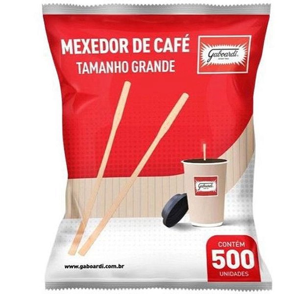 500 PALITO HAMBÚRGUER GOURMET MEXEDOR CAFÉ GRANDE 15CM GABOARDI