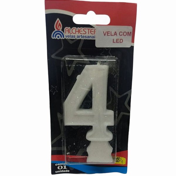 VELA DE ANIVERSÁRIO COM LED N°4 - TAM P - 01 UNIDADE - ALCHESTER