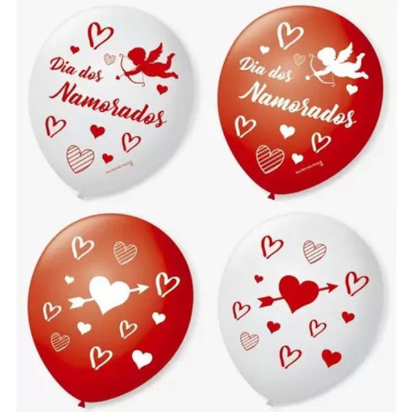 BALÃO DE LATEX - "9 - DIA DOS NAMORADOS - SORTIDO - 25 UNIDADES - BALÔES SÃO ROQUE