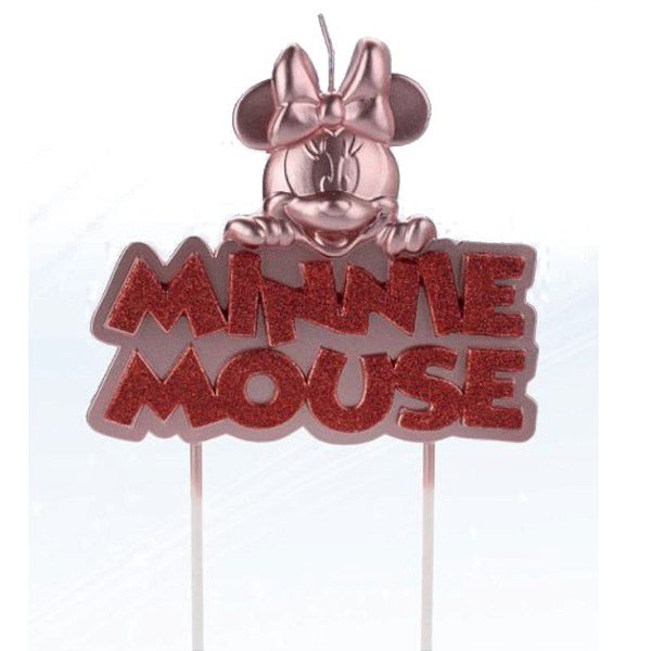 VELA DE ANIVERSÁRIO MINNIE METALIZADA ROSE GOLD DISNEY -   COM 01 UNIDADE - SILVER FESTAS