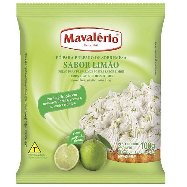 PÓ PARA PREPARO DE SOBREMESAS - SABOR LIMÃO - 100G - 01 UNIDADE - MAVALÉRIO