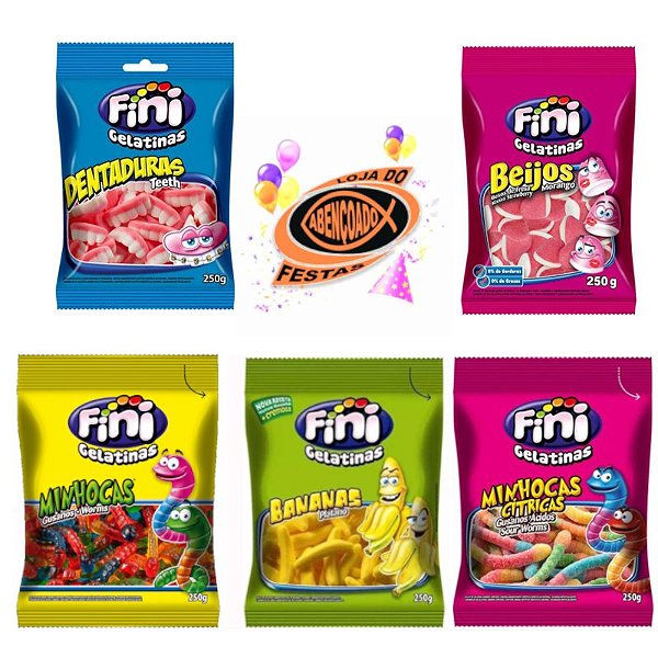 KIT PROMOÇÃO BALA  FINI  COM 5 PACOTES  250G CADA - FINI