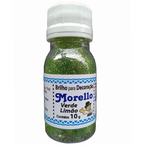 GLITTER COMESTÍVEL PARA BOLO  - BRILHO VERDE LIMÃO - 10G - MORELLO