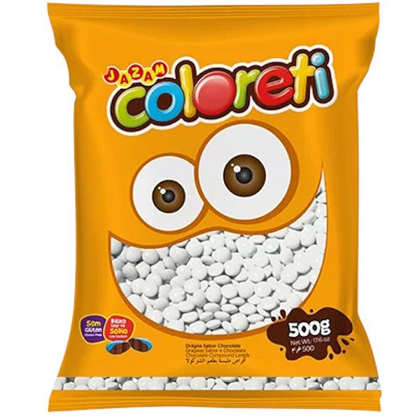 CONFETE COLORETI DE CHOCOLATE BRANCO DE 500G - JAZAM